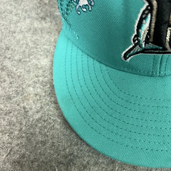 Florida Marlins Hat Cap Fitted Mens 7 Teal MLB Baseball Wave New Era 59Fifty - Picture 2 of 8